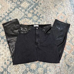 Black Leather and Black Denim Pants